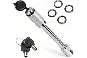 GAFONAXDRI Premium Trailer Hitch Pin Lock for Class III/IV 2.5, 3 Inch Receiver - 5/8” Diameter 4” Length, Anti Theft Hitches Accessories, Anti Rattle Tongue Locking for Truck, Boat, RV Trailers (Silver, 4 Inch)