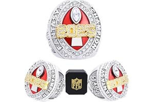 noblehead 2025 Fantasy Football Championship Ring | Heavy FFL Champion Trophy Ring | Gold Silver Tone Plated Award Trophy for Fantasy Football League Winner
