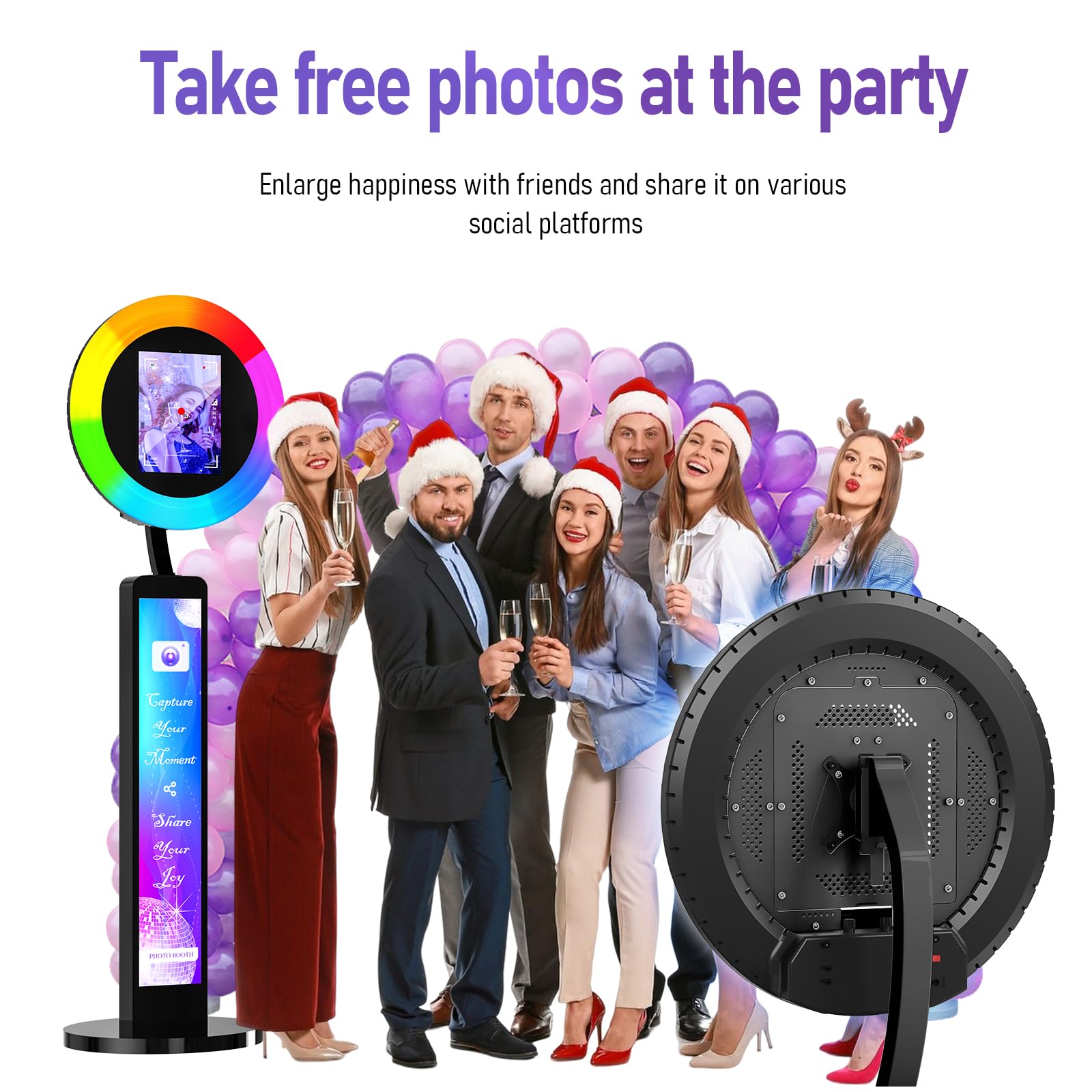 HARZHI Portable Photo Booth Compatible with Ipad, for Ipad Photo Booth Shell Stand Stand Provide Chacktok Photo Booth Software for Party and Wedding, Free Custom Logo, Flight Case