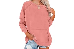 EADINVE Womens Casual Crew Neck Sweatshirt with Pockets Loose Fit Soft Long Sleeve Lightweight Pullover Tops Fall Clothes