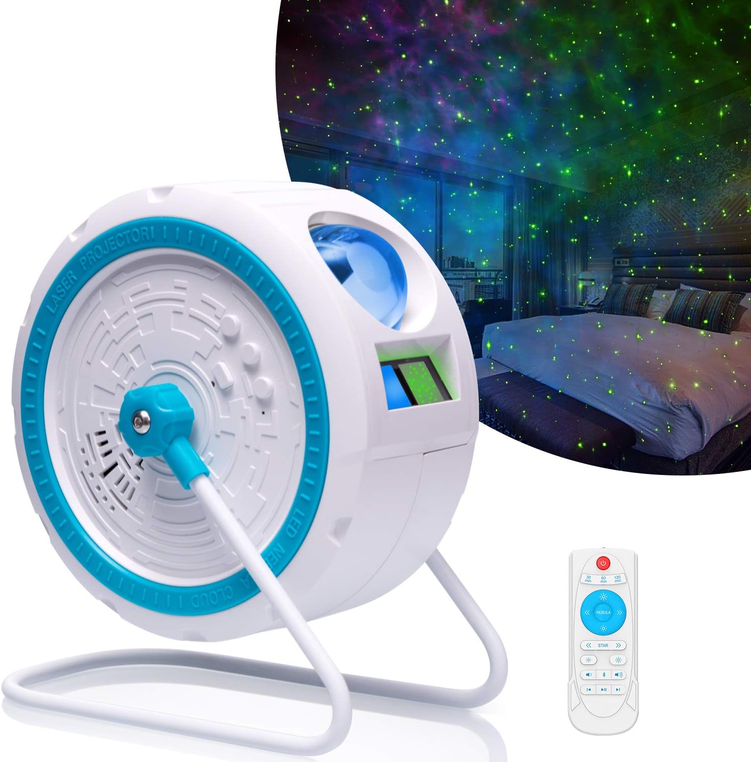 Laser Galaxy Star Projector with LED Nebula Night Light Built-in Music