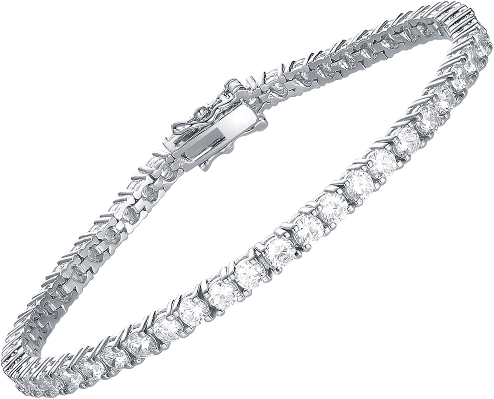 Tennis Bracelet with Swarovski Elements Crystal Jewelry Lady Valentines Gift Mother’s Day Zirconia Platinum Plated