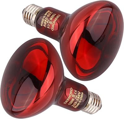 DERNORD 150W Infrared Reptile Heat Lamp Red Basking Spot E27 220-240V