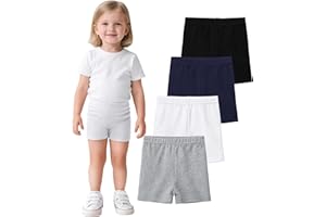 YERIOK 4 Pack Cotton Toddler Girls Shorts Cartwheel Bike Kids Biker Under Dress Dance Shorts Girls Clothes