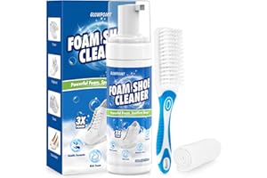 GLOWPOINT Shoe Cleaner, 6.76 Oz White Shoe Cleaning Kit with Brush & Towel, Sneaker Cleaner for Tennis Shoe, PU Leather, Knit