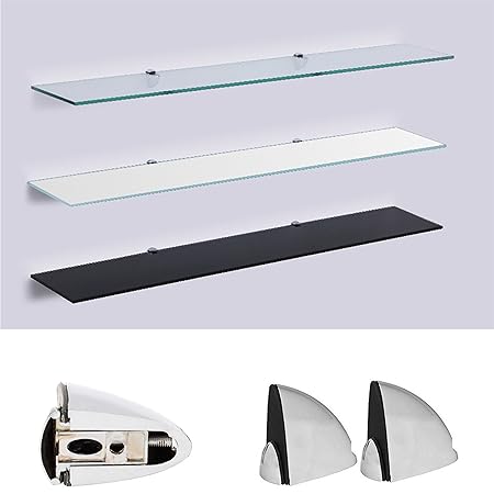 Euro Tische Glas Wandregal - Glasregal mit 6mm ESG Sicherheitsglas - perfekt geeignet als Badablage/Glasablage für Badezimmer