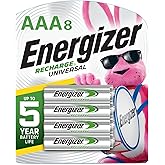 Energizer Pilas AAA recargables, recarga universal triple A batería precargada, 8 unidades
