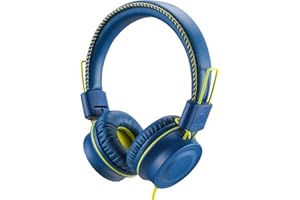 POWMEE M2 Kids Headphones Wired Headphone for Kids,Foldable Adjustable Stereo Tangle-Free,3.5MM Jack Wire Cord On-Ear Headphone for Children/Teens/Girls/School/Kindle/Airplane/Plane/ (Blue)
