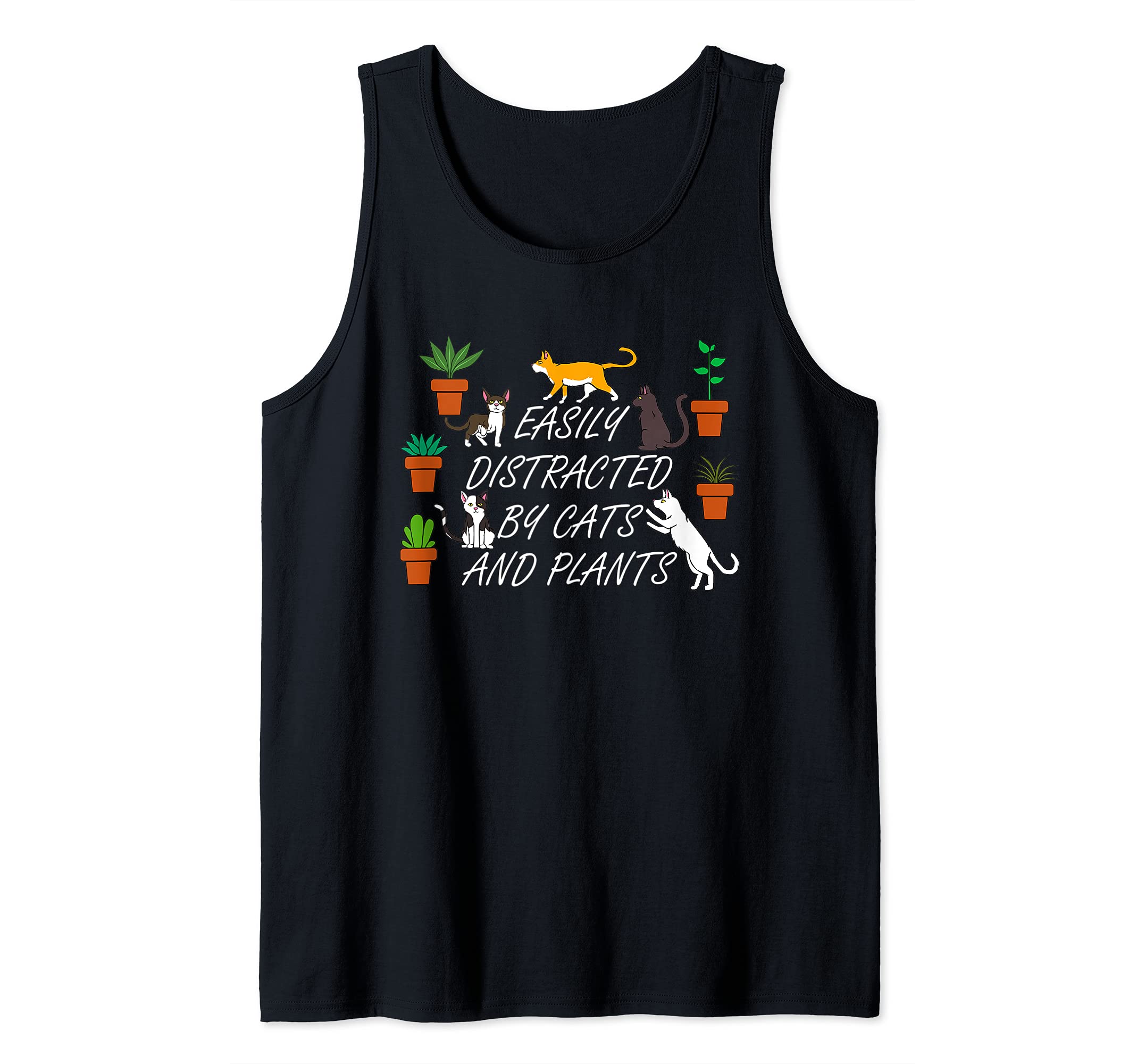 Distracted by Cats and Plants Funny Gardening Tank Top