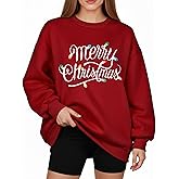 ZENUTA Christmas Oversized Pullover Sweatshirt for Women Crewneck Sweatshirt for Women Holiday Vacation Graphic Tees Tops