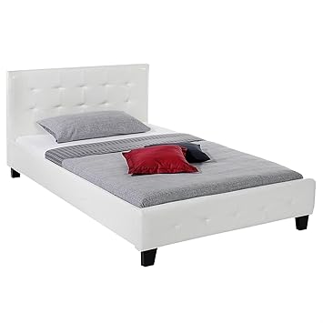 IDIMEX Polsterbett Maria weiß, 120 x 200 cm, Lederimitat, inkl. Lattenrost