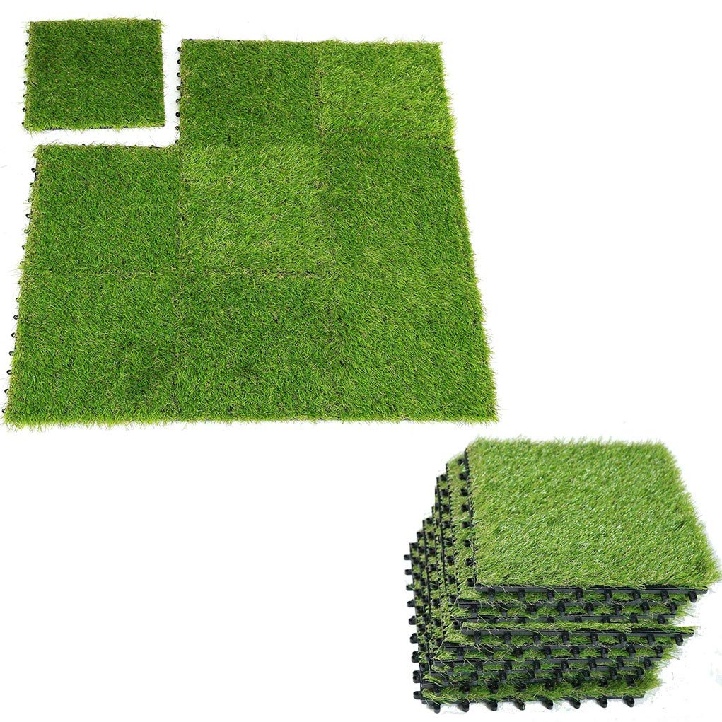 Buy 20 Pack Artificial Grass Tiles Fake Grass Lawn Interlocking