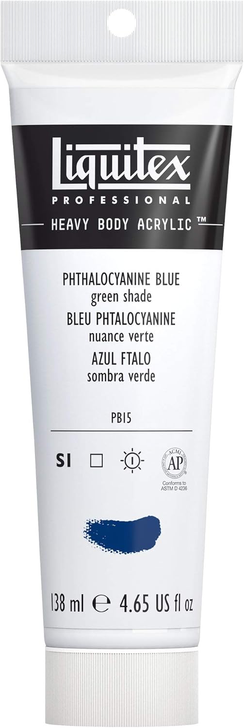 Liquitex 1047316 Professional Heavy Body Acrylic Paint 138 ml tube, Phthalocyanine Blue (Green Shade), 138 ml (Pack of 1)