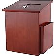Wood Charity Donation collection Box Office suggestion Ballot Box With wide slot for envelopes and suggestion comment forms, side Pocket and Locking Hinged Lid & Pen for Table Or Counter-top(Mahogany)