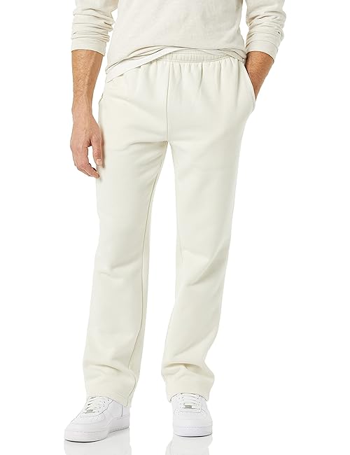 Amazon Essentials Men's Fleece Open Bottom Sweatpant (Available in Big & Tall), Off-white, Large
