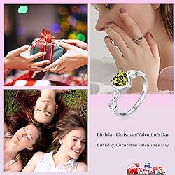 Shysnow Peridot Birthstone August Ring for Women