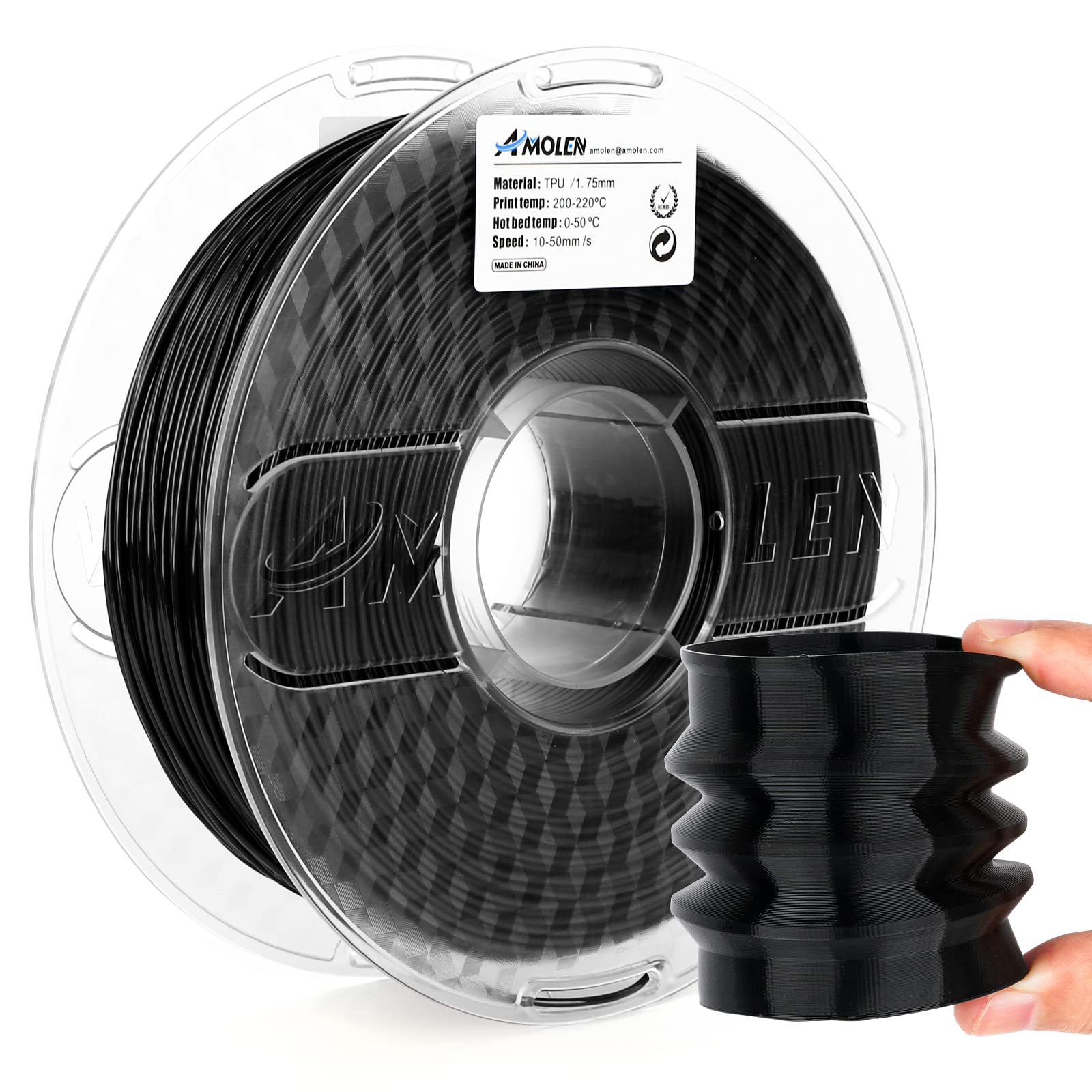 AMOLEN TPU 3D Printer Filament 1.75mm, Flexible