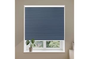 Allesin Cellular Shades Cordless Blackout Honeycomb Blinds for Indoor Windows, Thermal Insulated Window Shades Noise Reduction, Easy to Install, Perfect for Bedroom/Living Room, Blue 24" W x 36" H