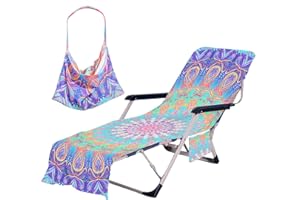 TREESWIFT Beach Chair Cover with Side Pockets Thick and Quick Dry Chaise Lounge Chair Towel Cover for Sun Lounger Pool Sunbathing Garden Beach Hotel No Sliding (Mandala)