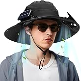 Fishing Hat with Built in Fan, Wide Brim Solar Fan Hat Outdoor Fishing, Solar & USB Charging Sun Bucket Hats for Men Women