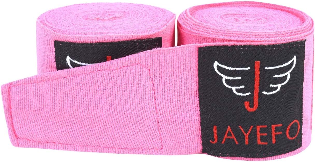 Jayefo Pair Boxing MMA HANDWRAPS 180 INCHES 4.5 Meters Official Muay Thai Kickboxing Fish Wrist Knuckle Professional Men Women- 2 Years Warranty (Pink) : Sports & Outdoors