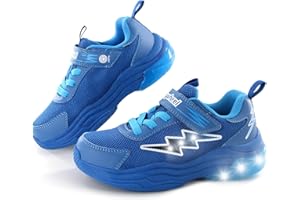 SKYWHEEL Kids Sneakers for Boys Light Up Shoes with Switch Tennis Running Athletic Shoes Toddler Size 10 to Big Kids Size 5