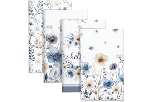 Arquiel Boho Watercolor Flowers Tea Towels, Cotton Kitchen Towel 18.9 × 27.5 inch, Quick Drying Dish Cloth for Party Annivers