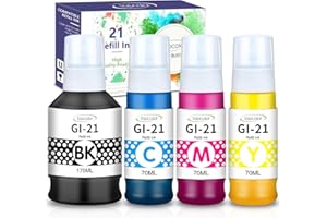Topcolor GI-21 G3260 G3270 Ink Bottles Compatible for Canon 21 GI-21 GI21 Ink Refill Bottles Set, Compatible for Canon Pixma G3270 G3260 G4270 G2260 G1220 G1230 G2270 MegaTank Printer (Black, Color)