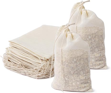 Amazon Com Aieve Cheesecloth Bags 24 Pieces Reusable Cotton Cheese Cloths Nut Milk Bag Reusable Tea Bag Spice Bags Muslin Bags Unbleached For Herbs Tea Coffee Cooking Brewing Straining 4 X6 10x15cm Kitchen Dining