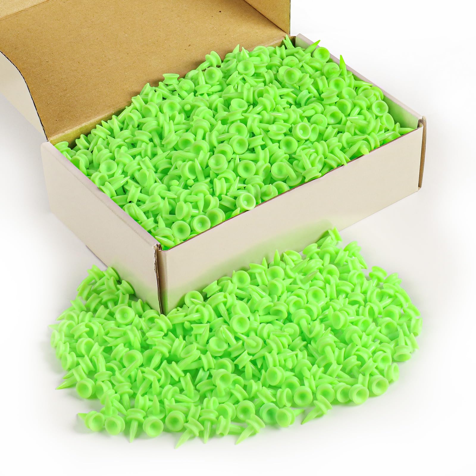 AXKAL Unbreakable Golf Tees Plastic Castle Consistent Same Height 1'' Value 250/500/1000 Bulk, Bright Green & Durable Small Short Tees for Stable & Long-Lasting Practice (250 Pcs-Green)