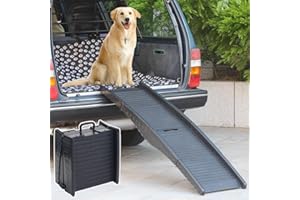 Japard Dog Ramp for Car, SUVs 59" Long, Back Side Door Folding, Portable with Handle, Couch, Stairs for Bed, Small Large Senior Elerderly Pets