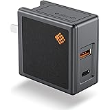 SlimQ 65W GaN Charger [USB C+USB A] 2 Ports Wall Charger,Compatible with MacBook Pro/iPhone 13/12/11 /Pro Max, XS/XR/X, iPad 