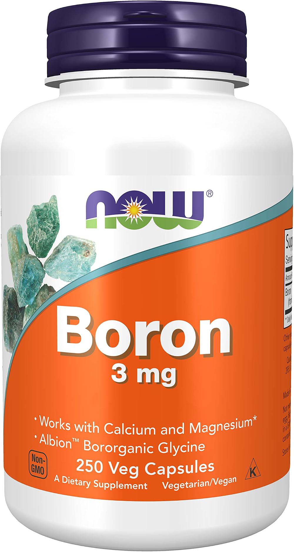 Now Foods Boron 3 mg 250 Vegan Capsules Lab Tested Gluten Free Soy Free