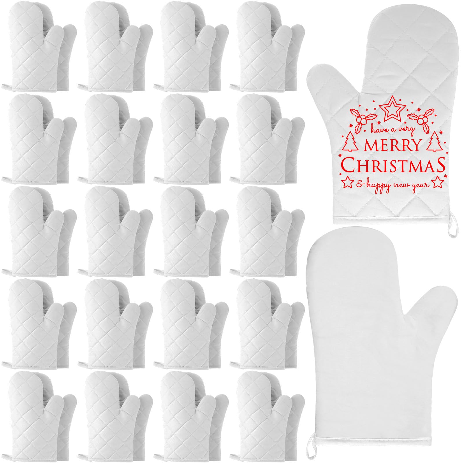 Photo 1 of Hoolerry 20 Pcs Blank Sublimation Oven Mitts Bulk Heat Resistance Oven Gloves with Hanging Loops Long Heat Resistant Kitchen Gloves for Christmas DIY Kitchen Dining Baking Accessories