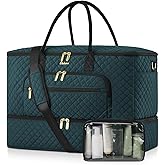 CLOKARS Travel Duffle Bag, Wide Open Large Weekender Bag for Women with Shoe Compartment, Carry on Overnight Bags with Toiletry Bag, Hospital Bag for Women Labor Delivery with Wet Pocket (Dark Green)