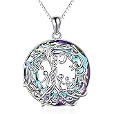 TOUPOP Valentines Day Gifts for Mom, Mother and Daughter/Son Necklace 925 Sterling Silver Tree of Life Necklaces with Austrian Crystal Jewelry for Women, Mothers Day Birthday Gifts