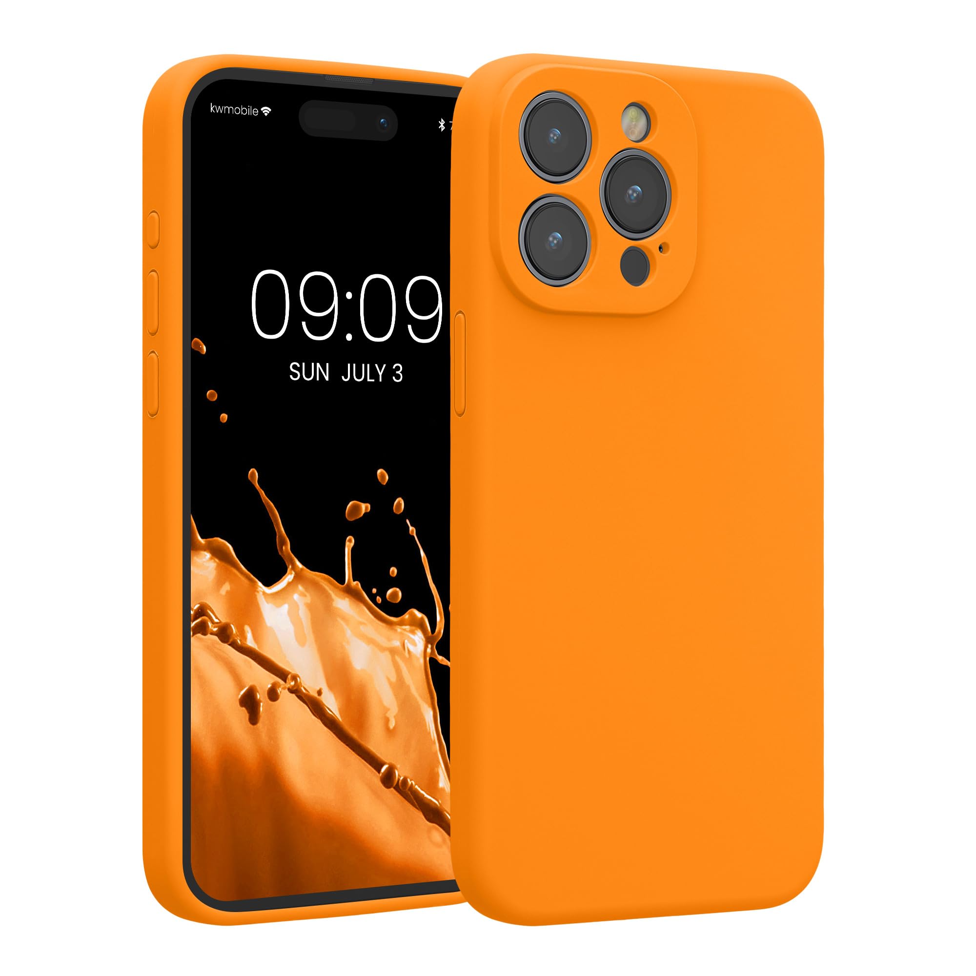 kwmobile Case Compatible with Apple iPhone 15 Pro Max Case - Slim TPU Silicone Phone Cover - Soft Touch Finish - Fruity Orange — image 1