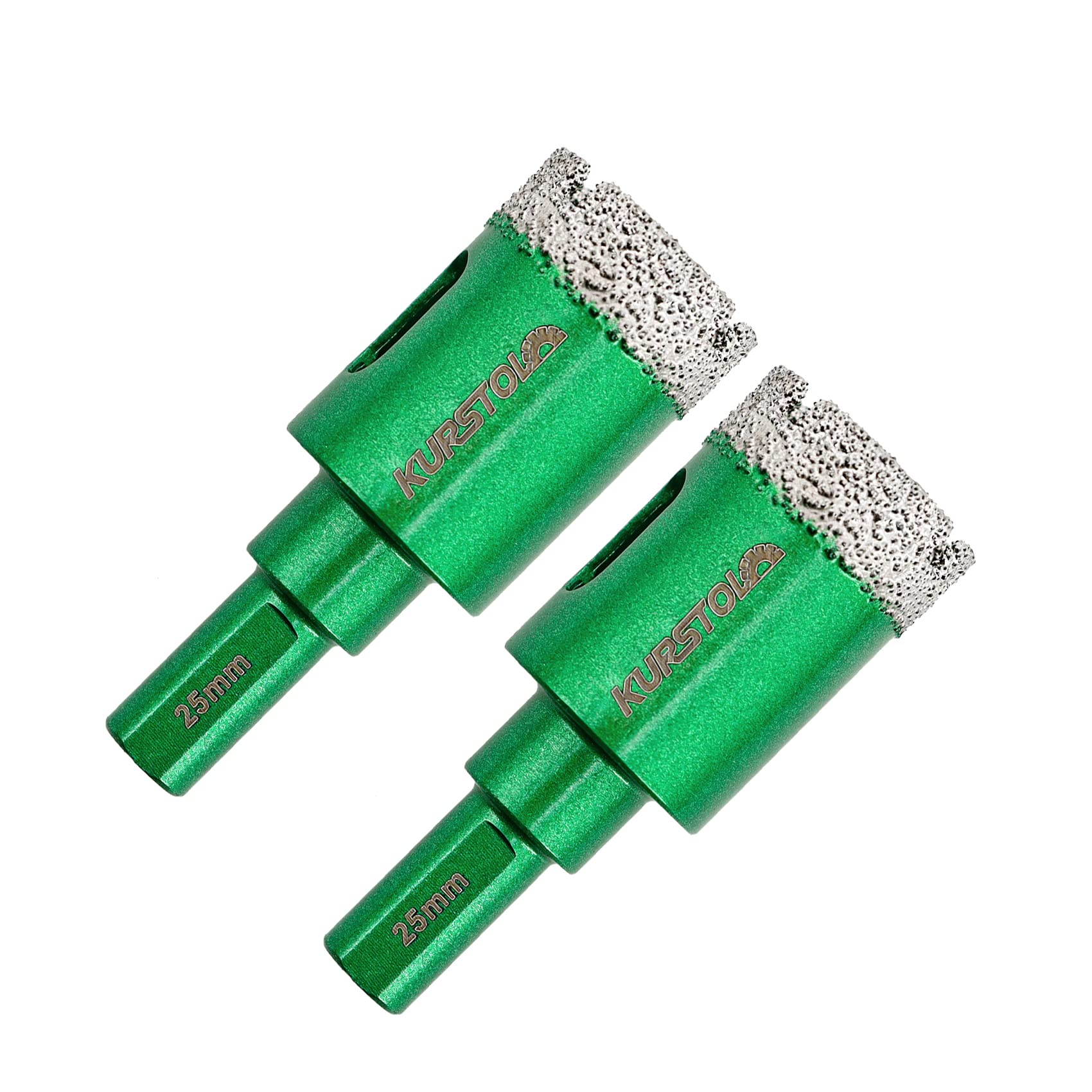 Porcelain Tile Diamond Drill Bits - 2pcs 1"/25mm Dry Diamond Hole Saw Triangle Shank for Ceramic Marble Granite Stone,Diamond Core Drill Bit Kit Fixed on Drills — image 1