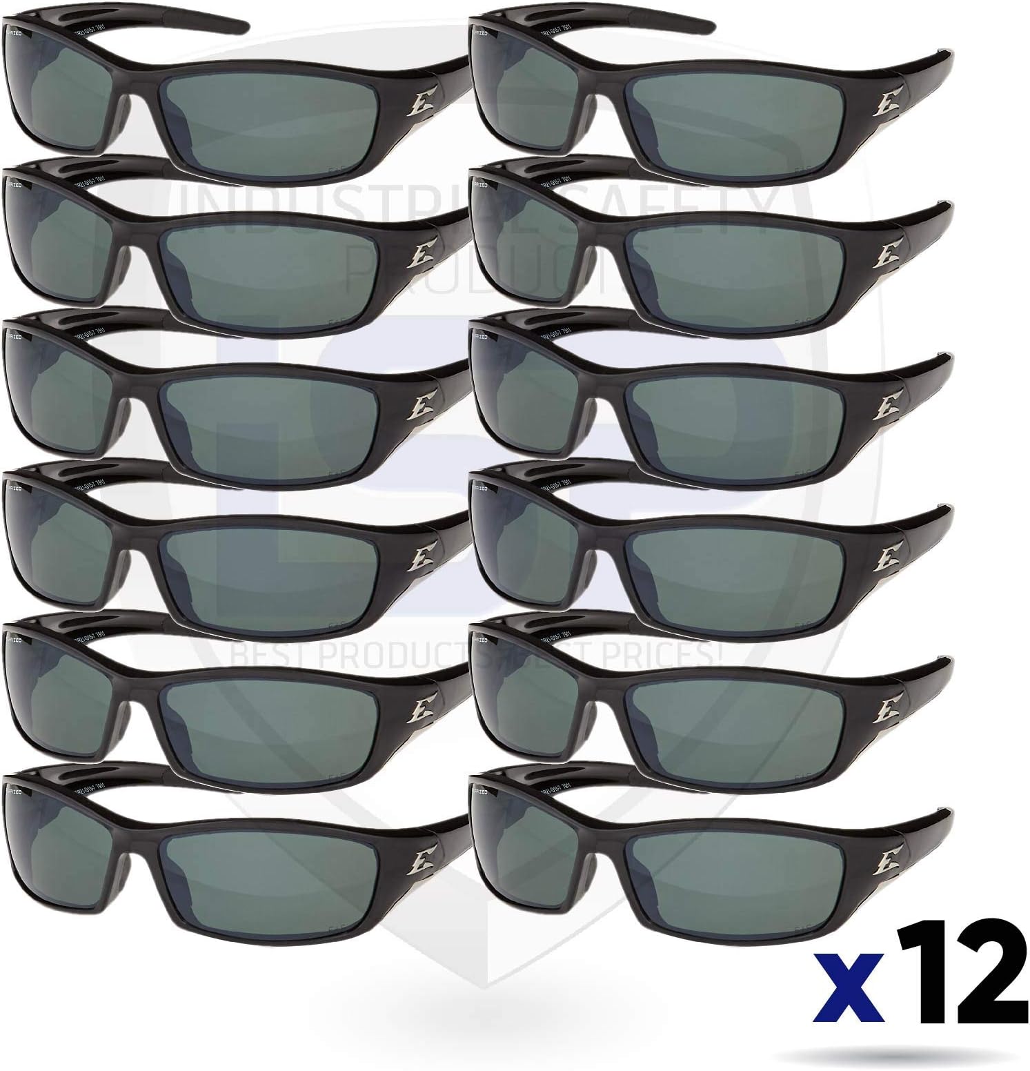 Edge Eyewear TSR21-G15-7 Reclus Safety Glasses, Black with Polarized G and 15 Silver Mirror Lens (12 pack)