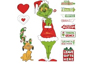 QTISKY 【Clearance】 Griinchs Christmas Decorations - Christmas Cutouts Decorations with 8 PCS Hanging Cards Signs, Xmas Decor for Indoor Home Door Wall Porch Window, Christmas Tree Ornaments Decorations
