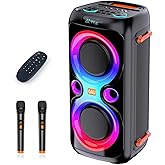 QAU Bluetooth Speaker, 120W Peak Power Wireless Boombox Speakers with Deep Bass, Portable Loud Stereo Sound Large Subwoofer with Led Light Show for Party Outdoor Camping(Black)