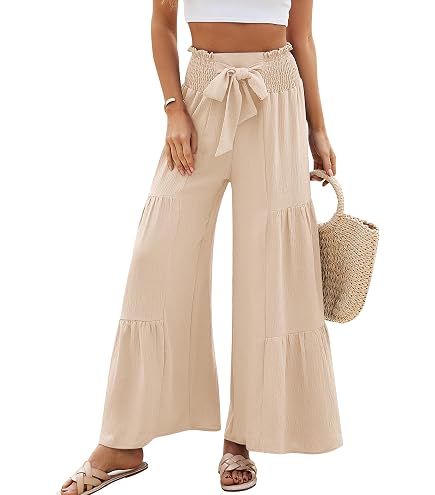 Allegra K Women's Wide Leg Palazzo Pants High Waist Lounge Ruffles