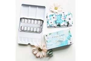PAINTCRUSH Anemones - Kristy Rice Collectible Artist Watercolor Palette Empty w/Removable Paint Tray & Watercolor Pans - Sturdy Empty Watercolor Palette Tin - Travel Watercolor Palette with Lid - Watercolor Tin