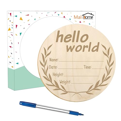 Wooden Birth Announcement 5.8 Inch Newborn Baby Name Sign Hello World ...