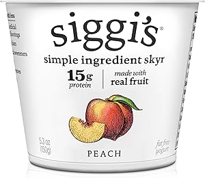siggi's® Icelandic Strained Nonfat Yogurt, Peach, 5.3 oz. Single Serve Cup – Thick, Protein-Rich Yogurt Snack