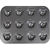 Elesinsoz Mini Bear Shaped Muffin Pans, 12 Cavity Non-Stick Madeleine Mold Cake Pan, Mini Muffin for Edible Bear Cake Topper Decoration Shower Birthday Party Decorations