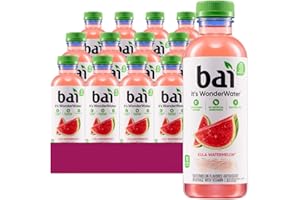 Bai 12-Pack of Kula Watermelon Antioxidant Infused Drink 18 fl oz Plastic Bottle + 25 Sugarcane Food Grade Disposable Straws by Unique Outlet Brand