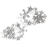 JeanBeau Cubic Zirconia Pearl Snowflake Sunshine Stud Earrings for Women, Statement Sparkly Cluster Rhinestone CZ Round Hypoallergenic Studs Prom Wedding Holiday Fashion Jewelry Gift