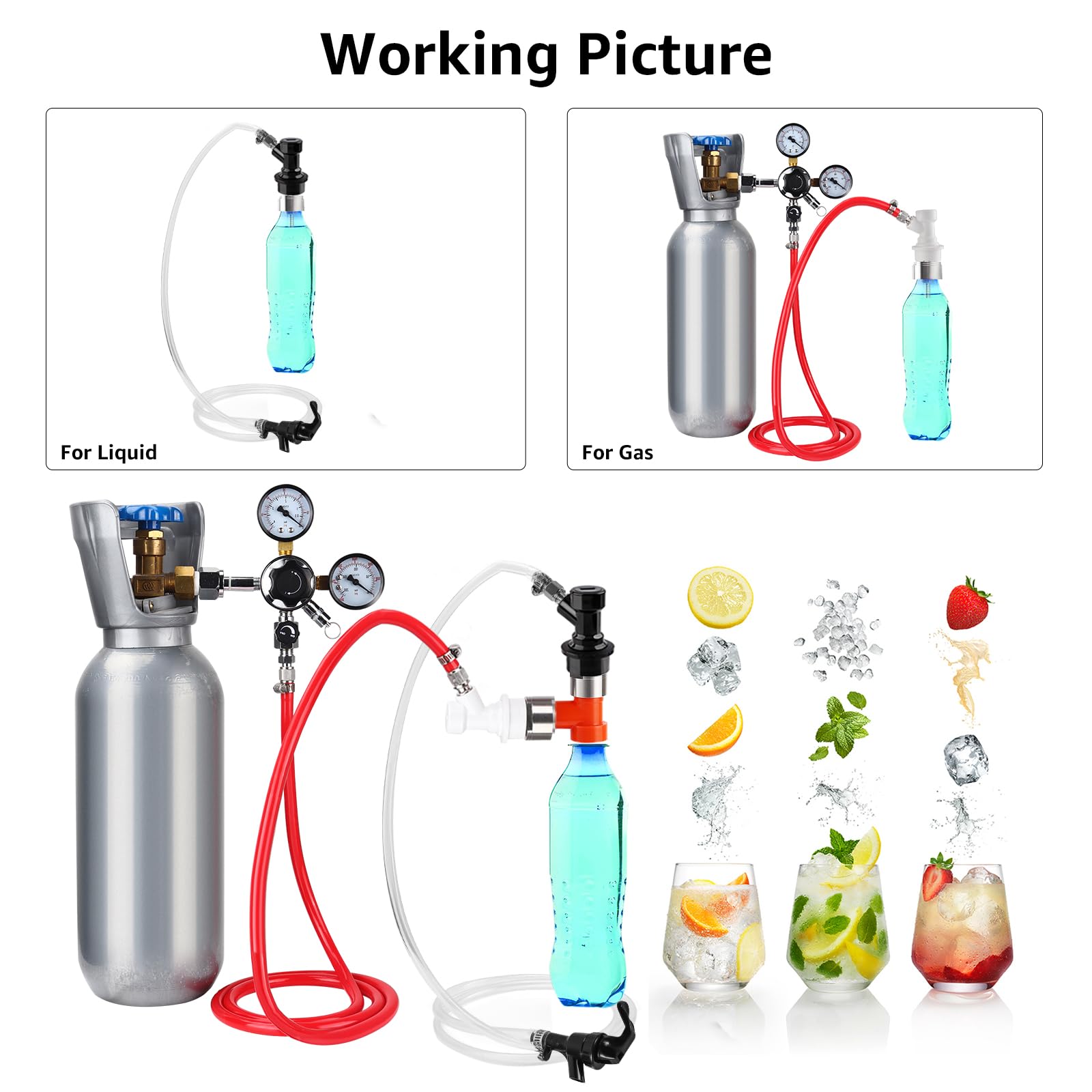 FERRODAY Stainless Steel Carbonation Cap Forced Carbonation PET Bottle Filling 5/16 Barb CO2 Coupling to Carbonate Soda Beer Stainless Steel PET Bottle Carbonation Cap + O-ring + Gasket