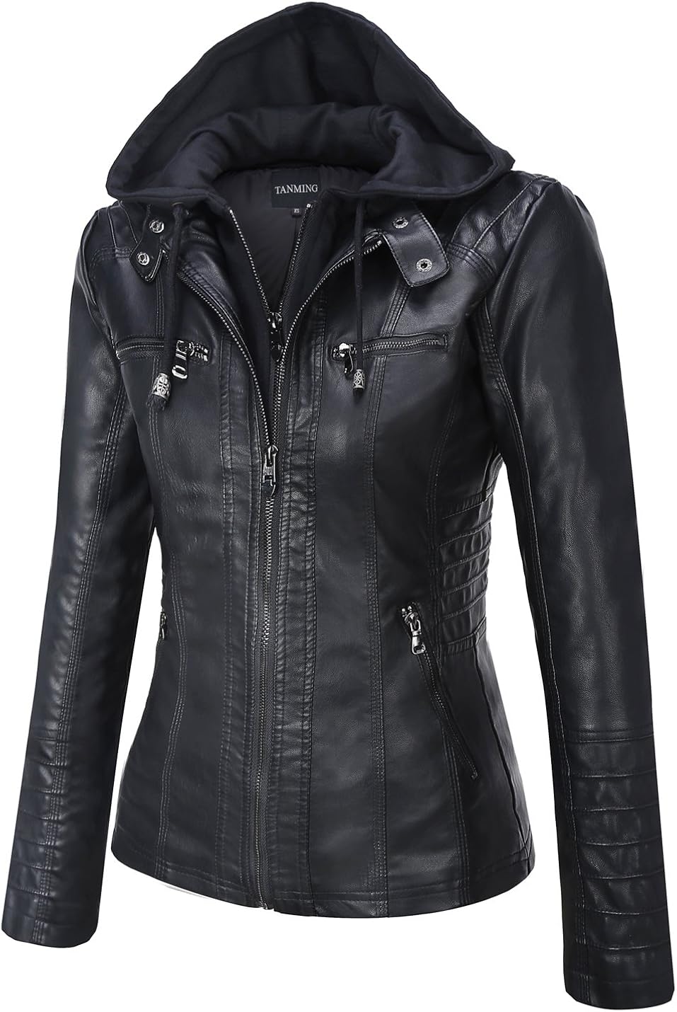 Tanming Women's Removable Hooded Faux Leather Jackets at  Women's Coats Shop